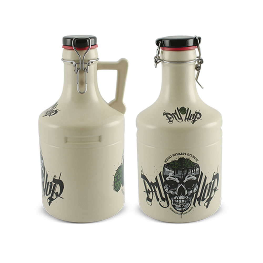 Encontraproduto.com.br - Garrafão Growler de Cerâmica Cervejeiros Steel Dry Hop Areia 2L - MondoCeram